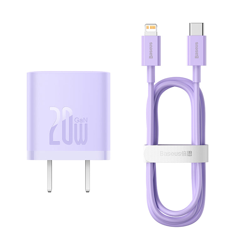Baseus GaN5 Fast Charger 1C 20W CN Set (Mini)(With Superior Series Fast Charging Data Cable Type-C to iP PD 20W 1m ) Baseus GaN5 Fast Charger 1C 20W CN Set (Mini)(With Superior Series Fast Charging Data Cable Type-C to iP PD 20W 1m )